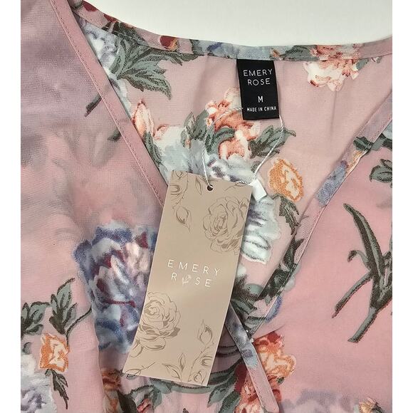 NWT emery rose coquette cottagecore high low chiffon summer blouse tank v neck M - Picture 5 of 7